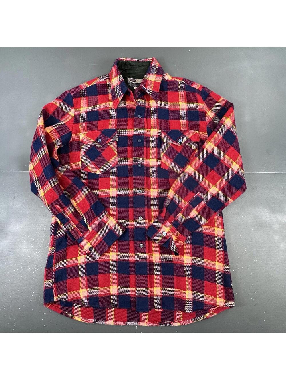 VTG Shadow Plaid Flannel Shirt Mens Medium Blue Red Lumberjack Western VIP Brand